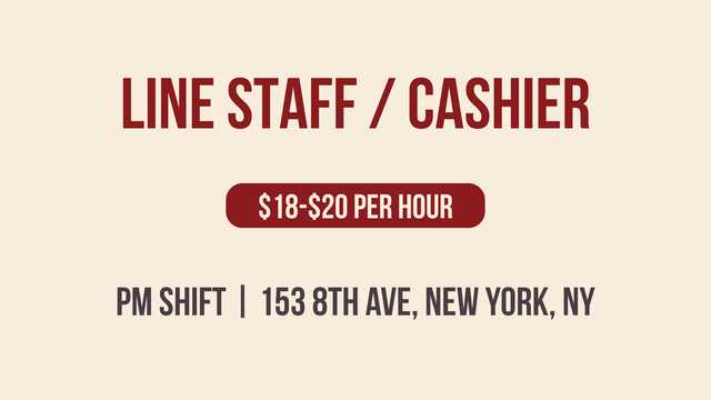 Line staff / Cashier (Part-time)