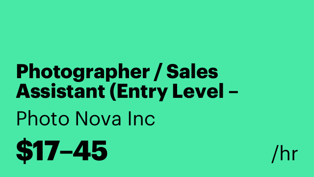 Photographer / Sales Assistant (Entry Level – Training Provided)