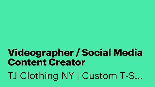 Videographer / Social Media Content Creator