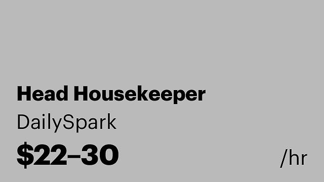 Head Housekeeper