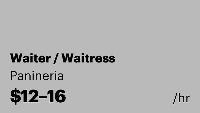 Waiter / Waitress