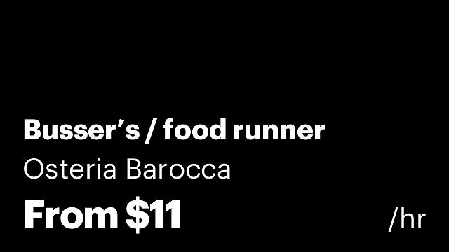 Busser’s / food runner